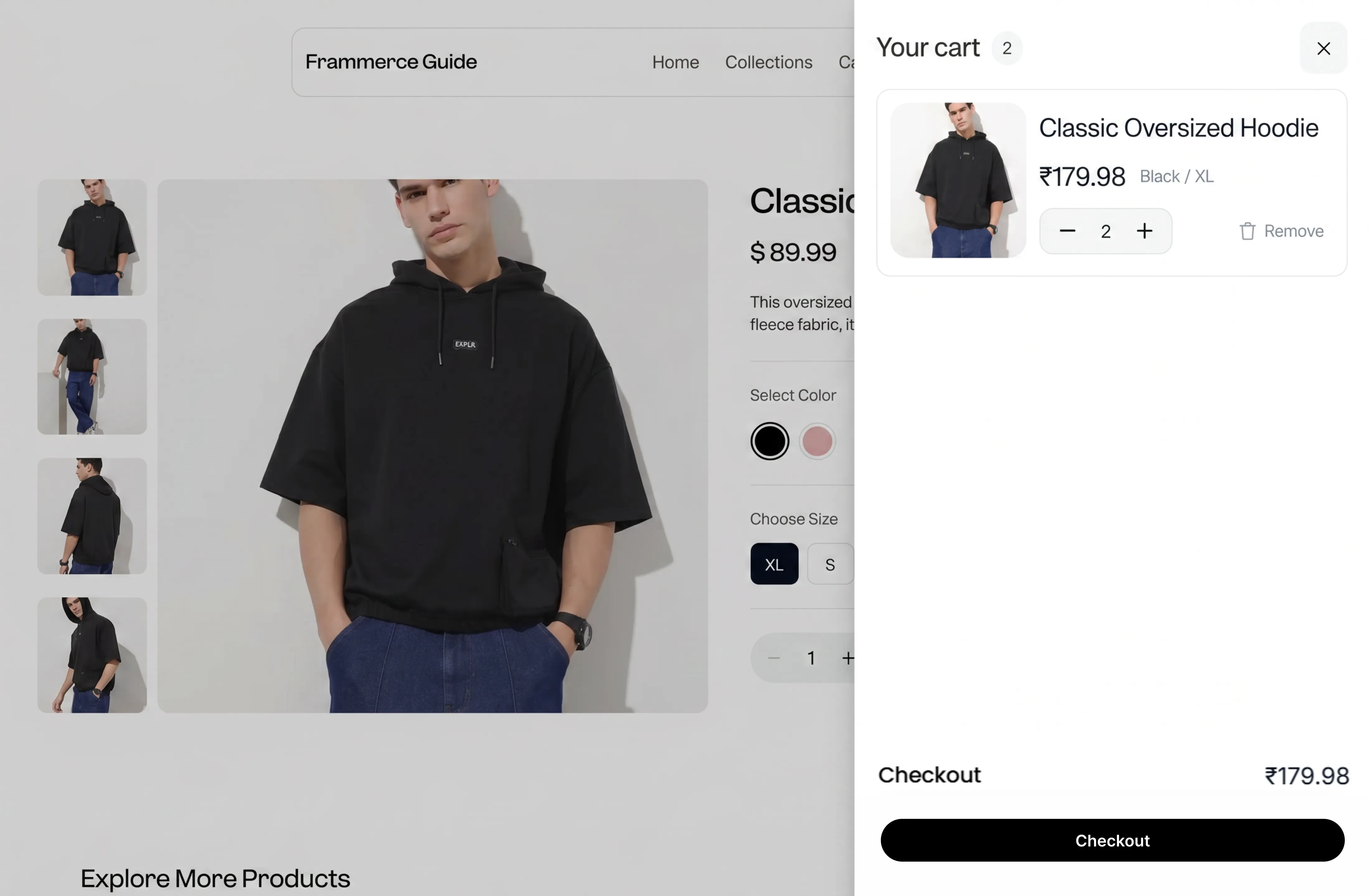 Cart count and total syncing live across pages